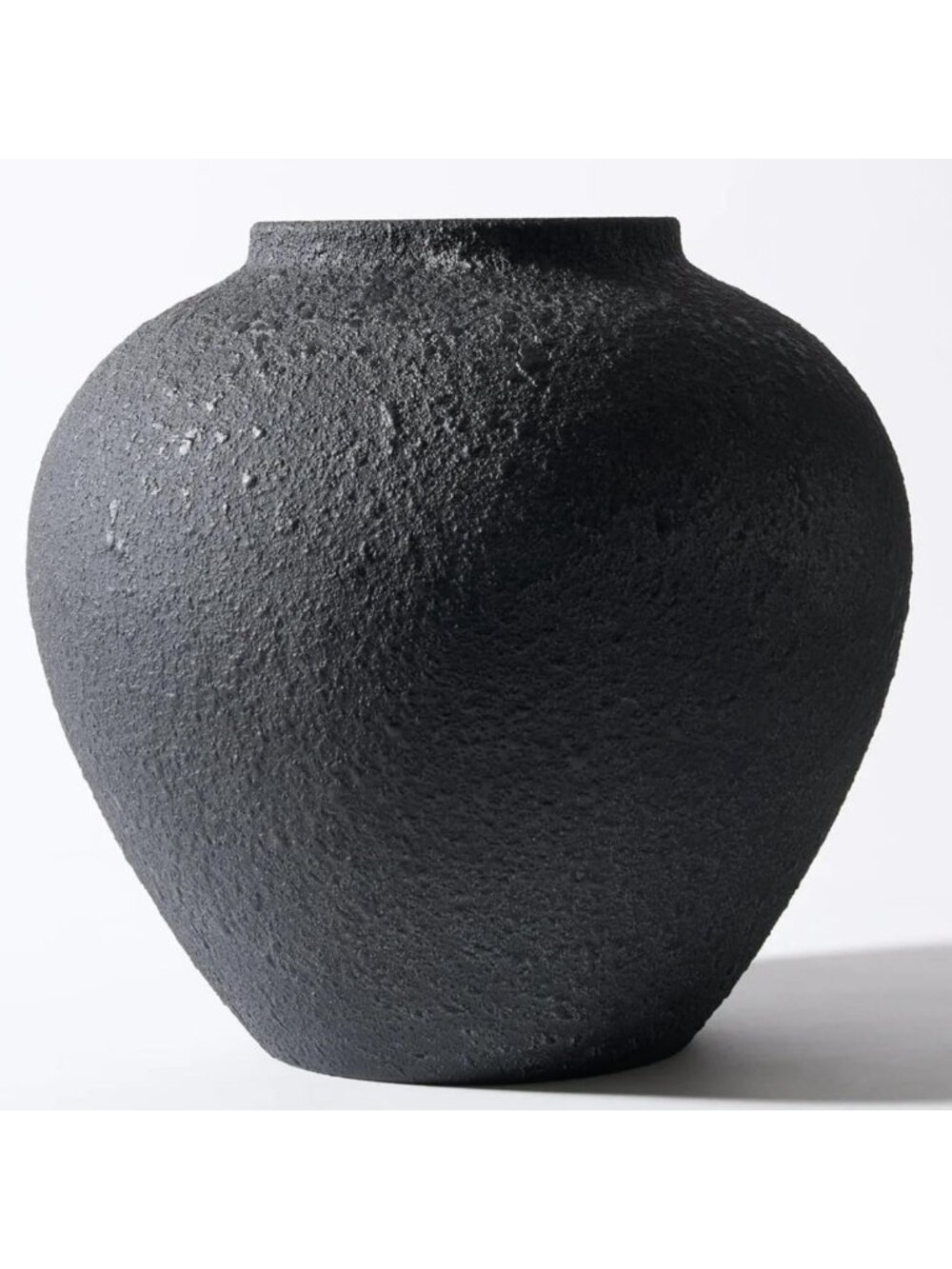 Large Rustic Black Round Vase - Stylish Pottery Home Decor Accent Piece